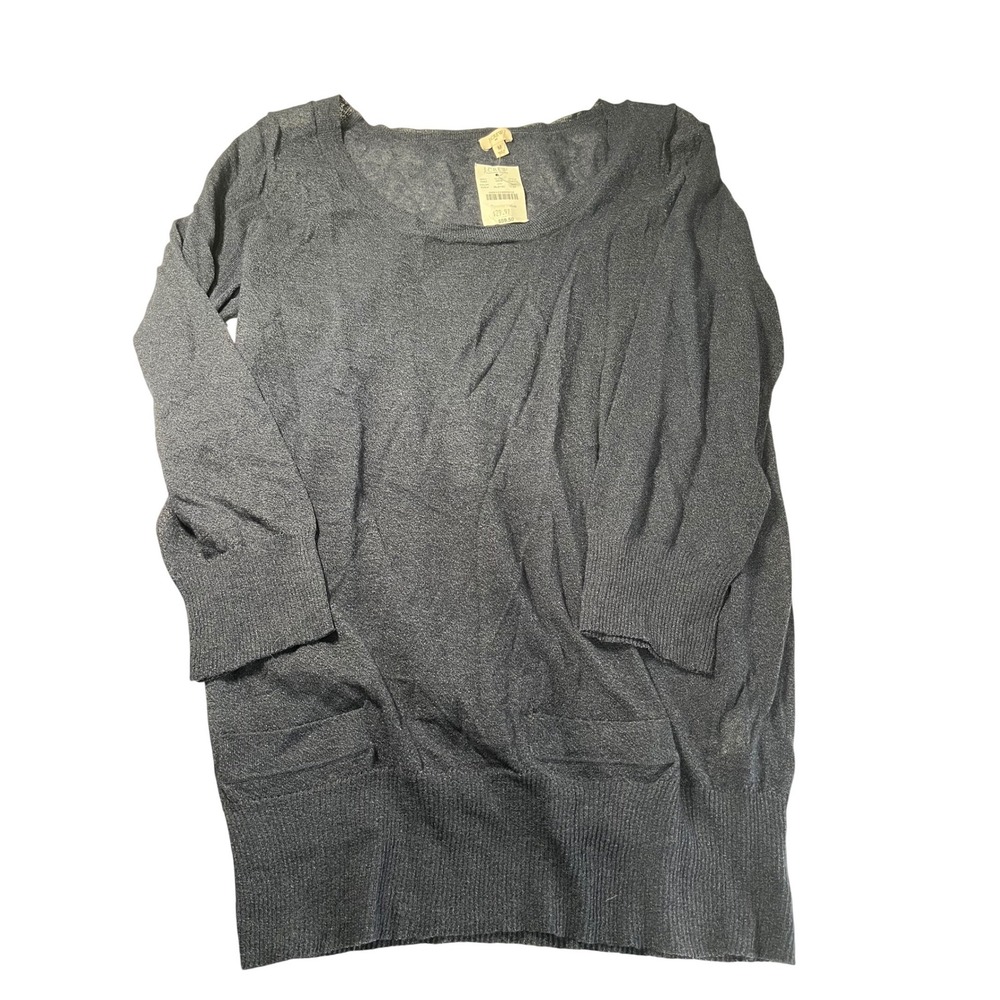 New‎ w tags J Crew Factory Stone Blue Knit Sweater with Pockets Size M